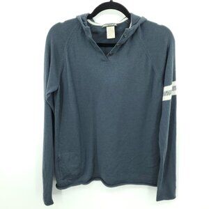 Horny Toad 100% Merino Wool Hooded Sweater M Gray/White